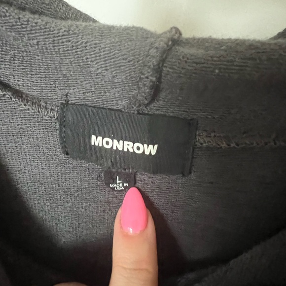 Cropped Monrow Sweatshirt with Stripped Drawstrings - Picture 2 of 6